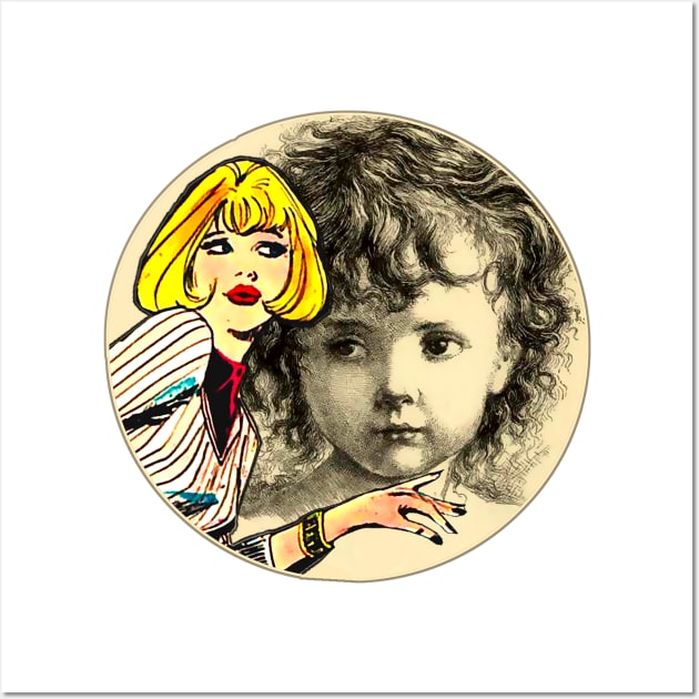 Blonde girl and baby Wall Art by Marccelus